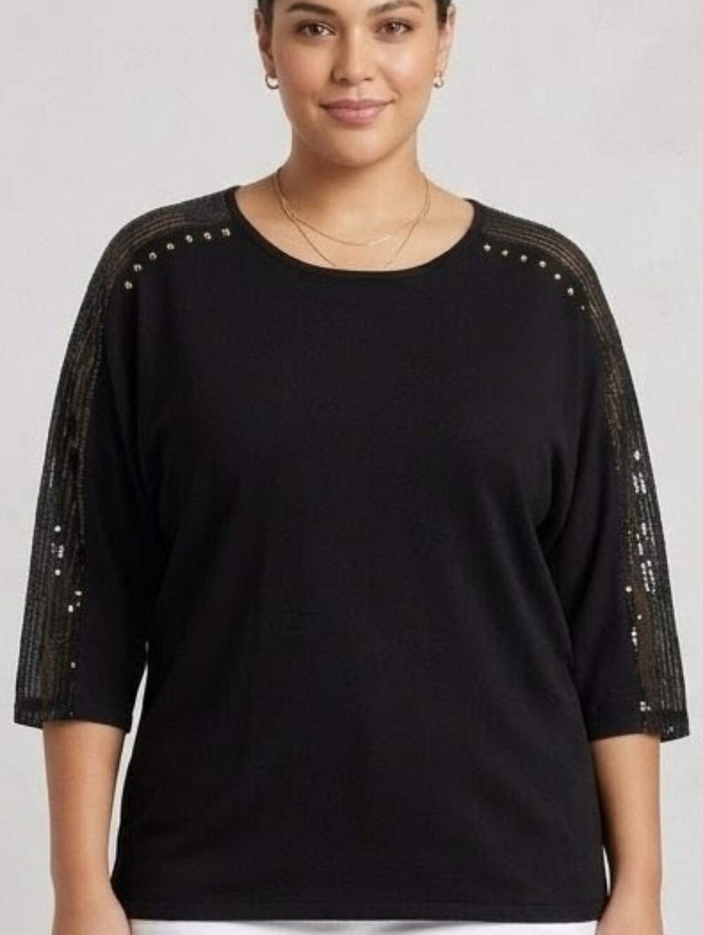 Black Top w/ Sequin Sleeves